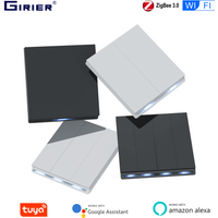 GIRIER Tuya Smart ZigBee Light Switch WiFi Push Button Wall Switches 1/2/3/4 Gang No Capacitor Required Support Alexa Hey Google