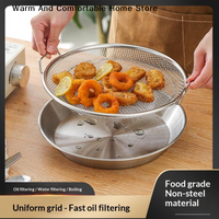 【W】Food-grade Premium Stainless Steel Filter Tray Oil Strainer Reusable Round Mesh Basket Frying Grilling Kitchen Strainer