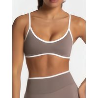 Sports Contrastline Bra Women Seamless Breathable Quick Dry Push Up Yoga Elastic Top Pilates Gym Running Workout Fitness Bras