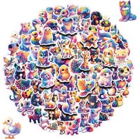 50/100PCS Rainbow Animal Graffiti Stickers Water Cup Computer Waterproof Decoration Stickers Cartoon Animal Stickers