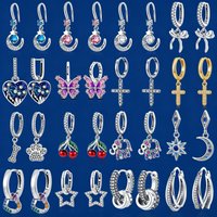925 Sterling Silver Mixed Style Earrings for Women Moon Butterfly Cross Elephant Star Bow Heart Stud Earrings Fashion Jewelry