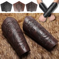 1 Pcs Medieval Gothic Armor Gloves Wide Cuffs Bracers Armor Arm Warmers Renaissance Pirate Knights PU Leather Lace-up Wristband