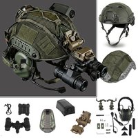Tactical Airsoft Helmet Set with GPNVG18 NVG Model, Cover, Headset & Signal Light for Paintball Military Wargame Hunting Gear