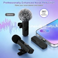 Wireless Lavalier Microphone for iPhone Android Mini Mic with Noise Cancellation Wireless Mic for Video Recording Interview Pod