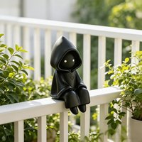 Mysterious Hooded Death Figurine 3DPrinted Cute Sitting Ghost Statue Computer Screen Decor Home Decor Miniature Desktop Ornament
