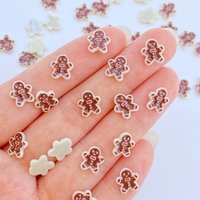 50pcs New Cute 8mm Resin Mini Cracker Man Flat Back Cabochon Scrapbook Kawaii DIY Embellishments Accessories