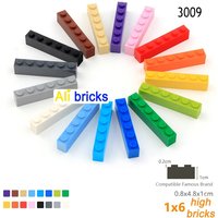 10pcs DIY Building Blocks Thick Figures Bricks 1x6 Dots Educational Creative Size Compatible With 3009 Plastic Toys for Children