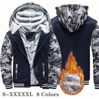 Men's Jacket Winter Camouflage Fleece Thicken Hooded Jackets Male Long Sleeve Coat Casual Zip Up Hoodies Streetwear Men's Coats