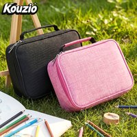 Double Layer Large Capacity Pencil Case with Handle, Portable Stationery Organizer Bag - KOUZIO