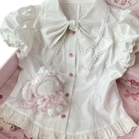 Fashion Design Kawaii white T-shirts Japanese Pretty Sweet Lace short sleeve Tees Women summer lovely Slim Thin bow outfits new