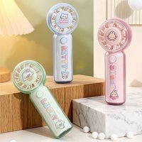 Cartoon Printed USB Rechargeable Fan Rechargeable Ultra-Quiet Mini Handheld Fan 3 Wind Speeds Powerful Wind Transparent Fan