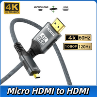 4K Micro HDMI-Compatible to HDMI 4K@60Hz 1080p@120Hz 18Gbps HDR ARC For Table Monitor Projector HD TV Sony Nikon