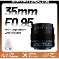 Brightin Star 35mm F0.95 Luminous Version APS-C Large Aperture Manual Focus Lens for Fuji X Sony E NikonZ Canon EOS-M EOSR a6400