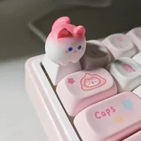 Original Pink Cat Cute Keycaps OEM Height ABS Keycap Cherry Profile Artisan Keycaps for Mechanical Keyboard Key Caps Gamer Gifts