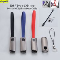 Cltgxdd 1 Piece Keychain Micro Type-C IOS Micro USB Cable Fast Charging Portable Short Data Cable for Xiaomi Huawei iPhone