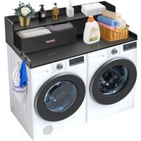 SucceBuy Wasdroger Aanrecht met Lade Plank Houten Wasmachine en Droger Aanrecht Waspan voor Wasruimte Organisatie