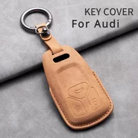 Leather Car Smart Key Case Full Cover Protector Shell for Audi A1 A3 A4 A5 A6 A7 A8 B9 8V 8W 8S Q3 Q5 Q7 S8 R8 TT TTS Keychain