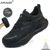 New Work Boots Steel Toe Safety Shoes Men Work Shoes Sneakers Lightweight Anti-Puncture Safety Shoes Men Indestructible Boots