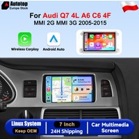 AUTOTOP – bezprzewodowy system CarPlay i Android Auto, 7-calowe radio samochodowe z systemem Linux, przeznaczone do Audi A6 C6 4F, Q7 4L (roczniki 2005–2015), z interfejsem MMI 2G, MMI3G, ekranem