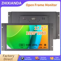 Zhixianda 17 Inch Widescreen 1920x1080 Touchscreen Embedded Industrial Resistive/Capacitive Touch Open Frame Monitor Display