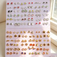 72Pairs Fashion Butterfly Flower Stars Geometry Stud Earrings For Women Mix Style Delicate Jewelry Daily Party Birthday Gifts