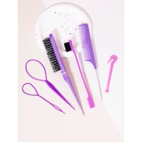 6PCS hair styling comb set, comb, pointed tail comb edge brush, hair tail tool weaving tool ring, rubber band cutter