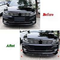 Car Front Bumper Lip Diffuser Splitter Spoiler For VolksWagen Tiguan MK2 R-Line 2017-2020 Pre-Facelift Body Kit Tuning ABS Black