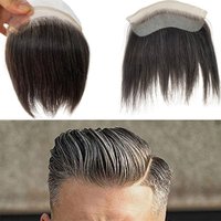 Forehead Hairline Toupee for Men, HD Invisible Lace Front Skin, PU Back Man Hairpieces Frontal Hair Topper 1B20 Color 4x18