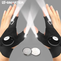 LED Half Finger Glove for Men Women Outdoor Waterproof Night Fishing Bait Cycling Running Flashlight Durable Fingerless Gloves