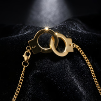 Handcuff Pendant Necklace 316L Stainless Steel Unisex Fashion Jewelry Interlocking Cuff Design Gold Tone / Steel Tone