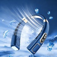 New Hanging Neck Fan Portable Bladeless Mini USB Rechargeable Mute LED Light Digital Display Electric Air Cooler Hanging Fan