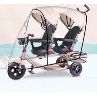 2-in-1 Twin Kids Trike with Detachable Stroller Mode,Foldable Ride-On Toy 0-6,Adjustable Front-Rear Seats Multi-Function Design