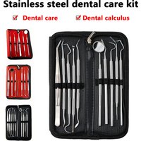 Stainless steel dental tool cleaning set, dental cleaning and oral care tool set, toothpick tool cleaning set, suitable for both