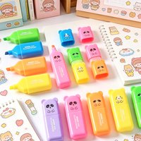 4/8/12PCS/Set Bear Mini Fluorescent Highlighter Pen Kawaii Pastel Marker Pens Stationery Material Escolar Papelaria School