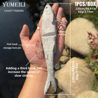 YUMEILI extra large 22cm dual-segment soft lure, ultra-slow sinking, PVC material, agile swimming motion, with double hooks