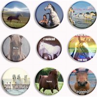 Horse Funny Meme Soft Button Pin Animal Memes Brooches Badge Bag Decor Fun Accessories Friends Gifts