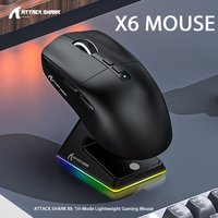 Attack Shark X6 Bluetooth Mouse Gaming Wireless Tri-Mode Connection,RGB Touch Magnetic Charging Base PAW3395 Macro Gaming Mouse
