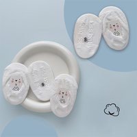 5 Pairs Children's Invisible Cotton Socks White Stripes Low Cut Non-slip Comfortable