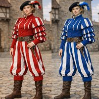 16th Century Women's Renaissance Landsknecht Costume Doublet Pants Suit Medieval Larp Warrior Ren Faire Noble Costume Outfit