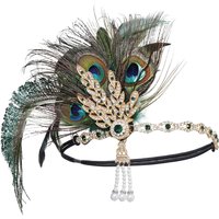 New Peacock Feather Headband 1920s Flapeer Girl Headpiece with Rhinestone Tassel Vintage Party Photography Hair Accessories