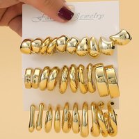 5 pairs-15 pairs/set of new irregular shaped golden ABS lightweight earrings, suitable for women's daily dressing
