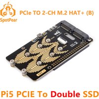 Raspberry Pi 5 PCIe to 2CH M.2 NVMe SSD Adapter Board HAT (B) Pi5-PCIe-2280-2242-2230 for PI5