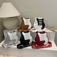 Y2K Aesthetic Electric Guitar-Shaped Crossbody Bag for Women Harajuku Punk PU Leather Shoulder Bag Handbag for Party Streetwear