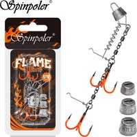 Spinpoler Multi-Depth Flame Stinger Rigs UV Treble Hooks 1 1/0 2/0 With Strong Rolling Swivels Pike Fishing Swimbait Shad Tackle