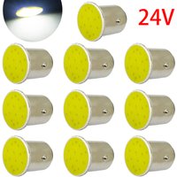 10pcs Car LED Lights 1156 BA15S COB*12SMD Truck DRL Daytime Running Lamp 1157 BAY15D Brake Stop Signal Bulbs 24V Accessories T10