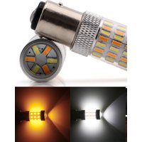 1Pcs 1157 BAY15D 3157 7443 DC 12V 4014 60 SMD Bulb White&Amber Dual Color LED Bulb Car Turn Signal Driving Light Auto LED Lamp
