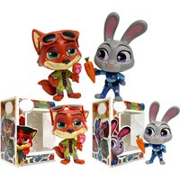 2pcs/style Zootopia Figure Judy Rabbit Nick Fox Handmade Model Cute Cartoon Anime Movie peripheral toys kids fans holiday gifts