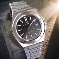 Tandorio Automatic Watch for Men Japan NH35 Mechanical Movement Checkered Dial Luminous 10BAR Waterproof Sapphire Crystal 40mm