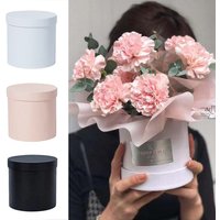 1 PCS Portable Flower Hug Bucket Simple Round Cardboard Packaging Box Creative Floral Bouquet Case For Valentine's Day