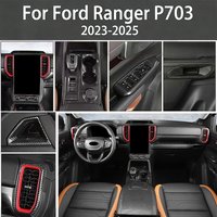 For Ford Ranger P703 T9 XL XLT Wildtrak Raptor 2023-2025 Carbon Fiber Texture Gear Shift Panel Cover Interior Trim Full Set